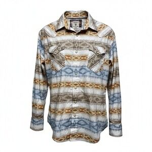 Panhandle Mens Western Snap Shirt Geometric Medium Aztec Rodeo Cowboy Festival